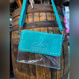 NWT Western Linens Clear Crossbody Bag Avaiable In Brown,Black,Blue
